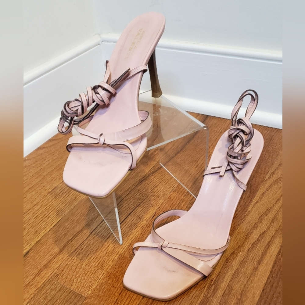 Bruno Valenti pink ankle tie wrapped open toe sandals size 10